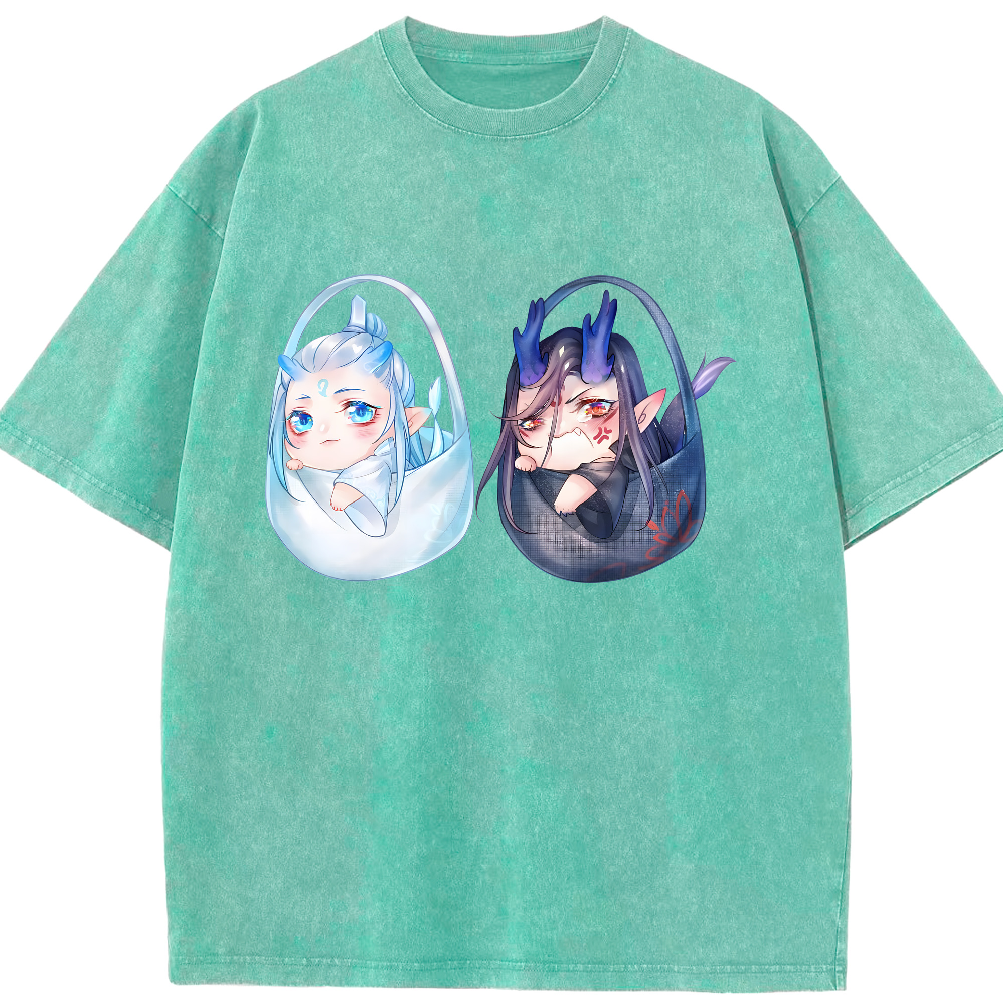 （画像用） Ne Zha 2 ナタ 魔童の大暴れ 綿100% ヴィンテージ風 半袖Tシャツ（フロントプリント）